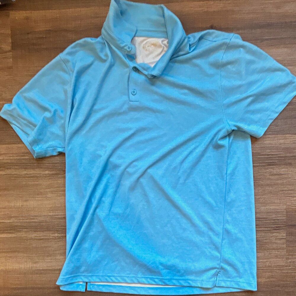 adidas Men's Golf Polo Shirt L Regular Solid Blue Short Sleeve Collared Button